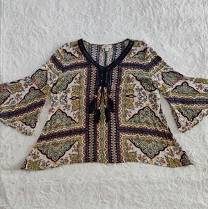 Style & Co Floral Boho Bell Sleeves Top